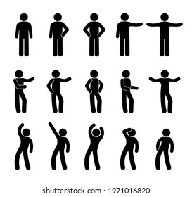 Stick Man Pictogram Set Poses Gestures Stock Illustration 1971016820 ...