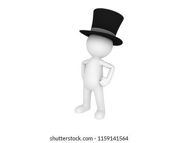 Stick Man Wearing Magician Hat Presenting Stock Illustration 1159141582