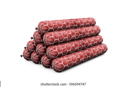Stick sausage isolated on a white background. 3d render