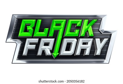 Sticker 3d Render Black Friday Aggressive Green