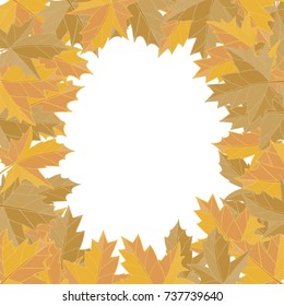 Sticker autumn style. Yellow falling leaves. Greeting card. Space for text. Photo album.