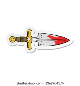 Sticker Of A Cartoon Bloody Dagger