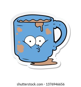 Sticker Of A Cartoon Dirty Office Mug