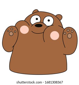 Sticker Cartoon Funny Cute Grizzly Bear