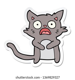 Sticker Of A Cartoon Horrified Cat