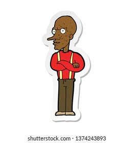 Sticker Of A Cartoon Mean Old Man