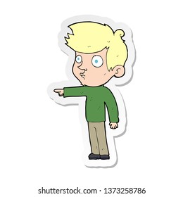 Sticker Cartoon Pointing Boy Stock Vector (Royalty Free) 1319294117