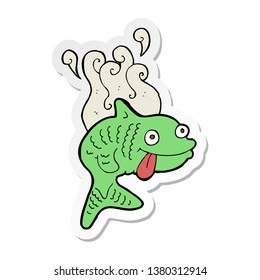 Sticker Of A Cartoon Smelly Fish