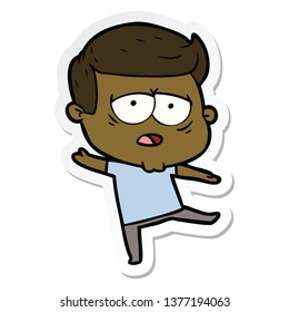 Sticker Cartoon Tired Man Stock Illustration 1377194063 | Shutterstock