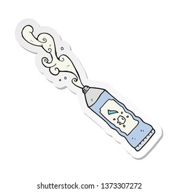 Sticker Of A Cartoon Toothpaste Squirting