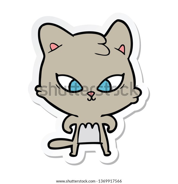 Sticker Cute Cartoon Cat のイラスト素材
