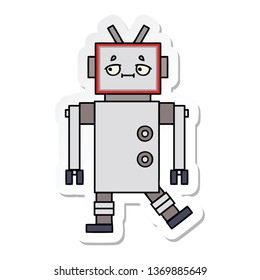 Sticker Cute Cartoon Robot Stock Illustration 1369885649 | Shutterstock