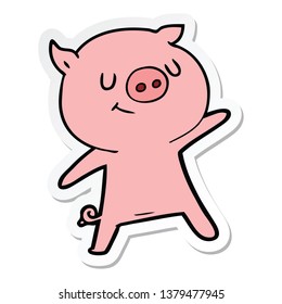 Sticker Happy Cartoon Pig Waving Stock Illustration 1379477945 ...