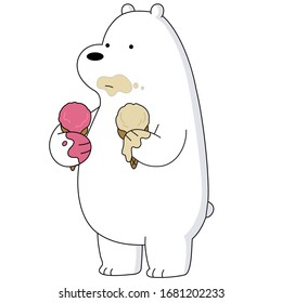 Sticker Polar Bear Eats Ice Cream Stock Illustration 1681202233 ...