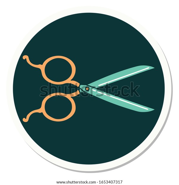 Sticker Tattoo Traditional Style Barber Scissors Stock Illustration 1653407317