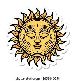 sticker of tattoo in traditional style of a sun