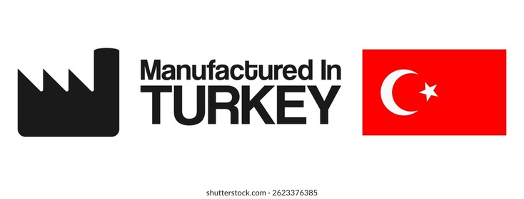 Sticker Turkey flag with barcode isolated on white background, Made in Turkey Label