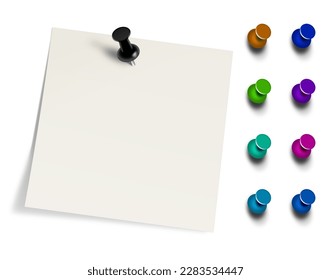 Stickie Note blank template for presentation layouts and design. 3D rendering. Digitally Generated Image. Isolated on white background.