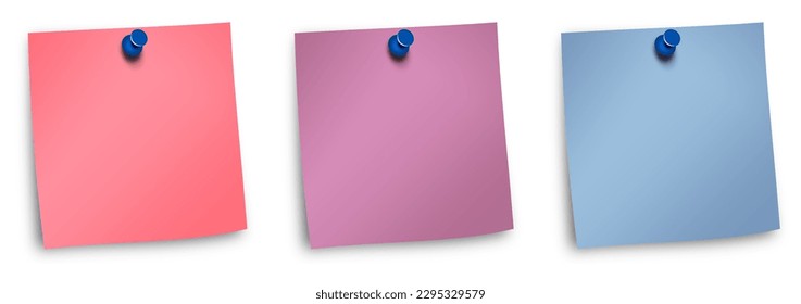 Stickie Note blank template for presentation layouts and design. 3D rendering. Digitally Generated Image. Isolated on white background.