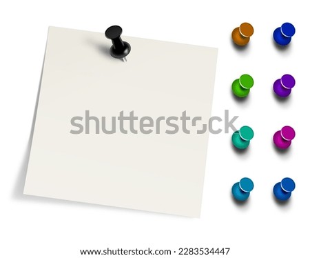 Stickie Note blank template for presentation layouts and design. 3D rendering. Digitally Generated Image. Isolated on white background.