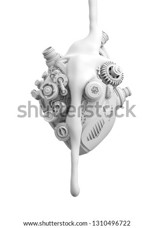 Sticky liquid flowing through engine, 3d illustration, 3d rendering