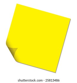 Sticky Paper Message Not With Page Curl In Yellow