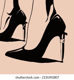 Stiletto Knife Heels Ink Illustration