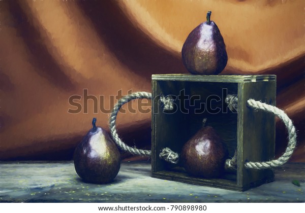 Still Life Oil Painting Effect Impressionism Stock Illustration