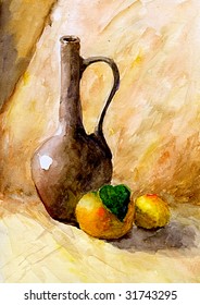 Still life painting in watercolor