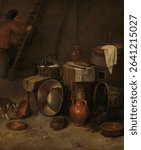 Still life in a stable (1639 - 1649) by Hendrik Potuyl. Vintage oil painting. Beautiful old artwork, oil painting. Vintage illustration.