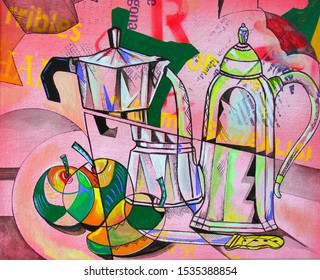       Still life in vanguard  cubism style                                                       