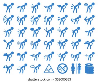 Stink sick children glyph icon collection. Style is flat symbols, cobalt color, rounded angles, white background. - Shutterstock ID 352000883