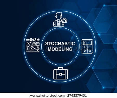 stochastic modeling concept.Mathematical modeling using random variables to predict outcomes.