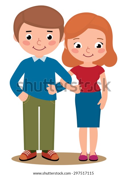 Stock cartoon illustration of a loving couple husband and wife isolated