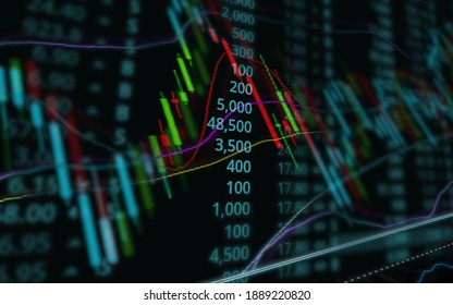 Stock exchange statistics on screen. financial investment concept and economy trends business. Candlestick chart. Double exposure of graph.