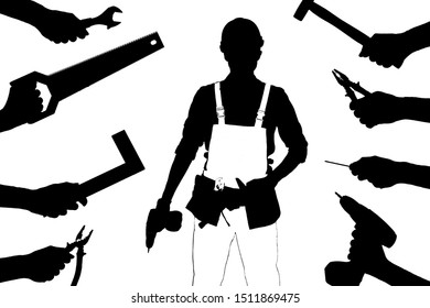 Stock image of male construction worker over white background - Powered by Shutterstock