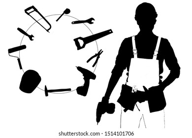 Stock image of male construction worker over white background - Powered by Shutterstock