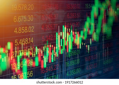 stock market chart for forex trading graph on world map background