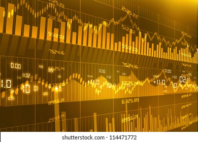 Stock Market Chart On Yellow  Background