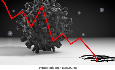 Stockmarkt Crash Covid-19 Corona Virus 3D Rendering 3D Illustration Science Pandemic Grippe Krankheit Infektionskrankheiten Hintergrund Illustration