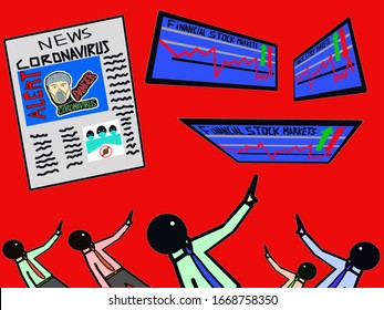 Stock Market Crash Due To Coronavirus. Newspaper Headlines. Illustration