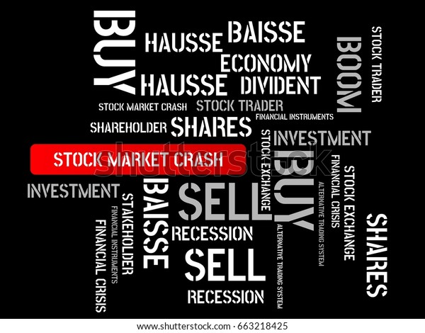  - STOCK MARKET CRASH - image with words\
associated with the topic STOCK EXCHANGE, word cloud, cube, letter,\
image, illustration