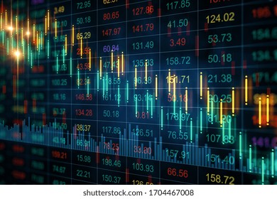 Stock Market Crash Statistics Hologram On Screen. Business And Financial Crisis Concept. 3D Rendering