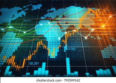 Stock market or forex trading graph suitable for financial investment concept. Economic trends background for business idea and all art work design. Abstract finance background