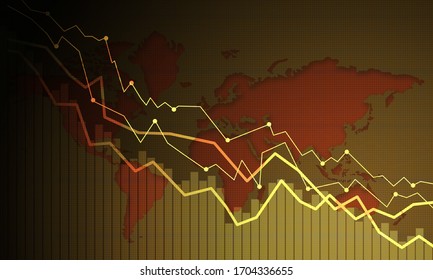 Stock Market Graph Going Down For Business And Financial Concepts., 3d Rendering