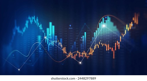 Stock market investment data and analysis finance graph. Business financial chart with moving up arrow graph. - Powered by Shutterstock