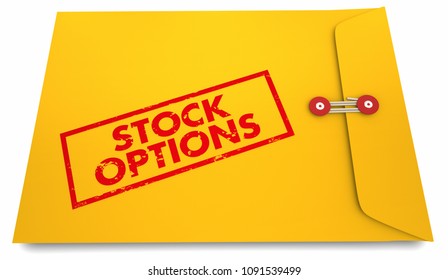 Stock Options Yellow Stamped Envelope Words 3d Render Illustration