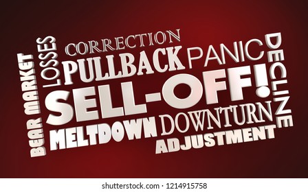 Stock Sell-Off Market Correction Selling Shares Words 3d Illustration