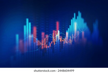 Stock trading and finance graph.Price graph and indicator. Stock market invest and crypto currency. Stock market and business investment.	
