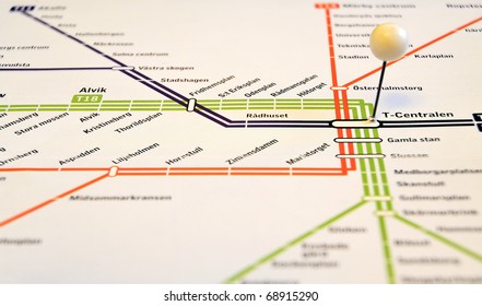 Stockholm Subway, With T-Centralen In Focus.